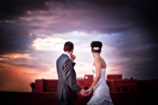 bride and groom and sunset - wedding photo by Ivan Franchet 
